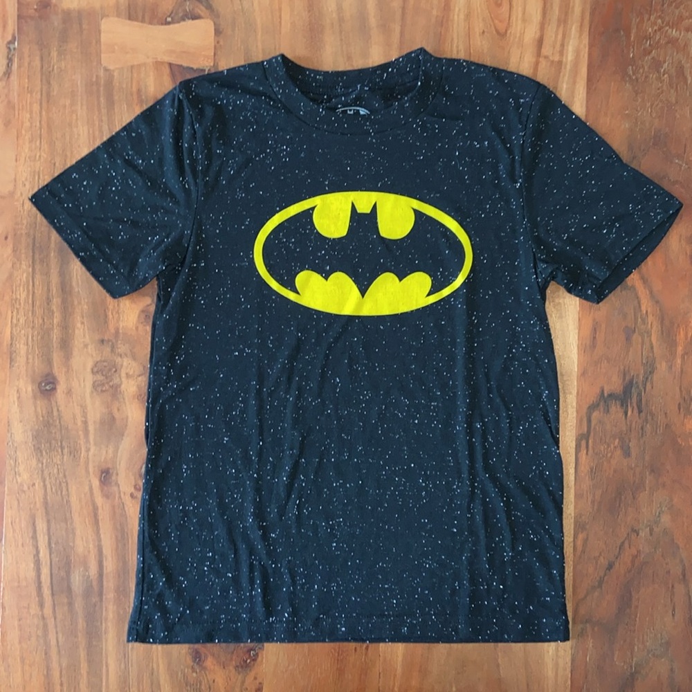 Kids Batman graphic tee black slub knit short sleeve black yellow boys small
